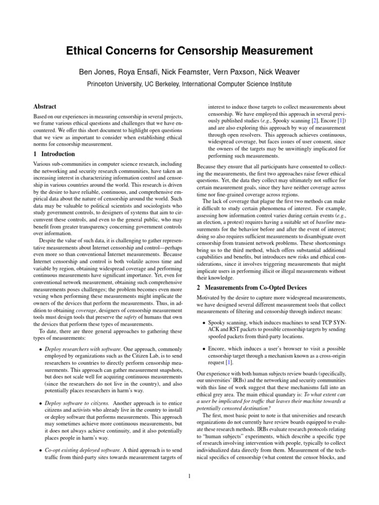 Ethical Challenges in Censorship Measurement | PDF | Informed Consent ...