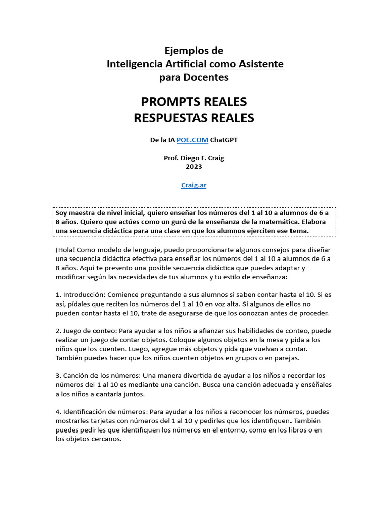 Inteligencia artificial como asistente para docentes craig 2023