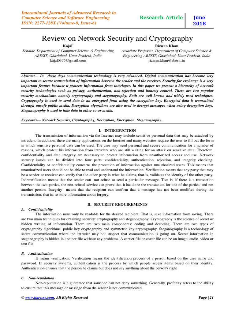 Network Security and Cryptography Review | PDF | Encryption | Cryptography