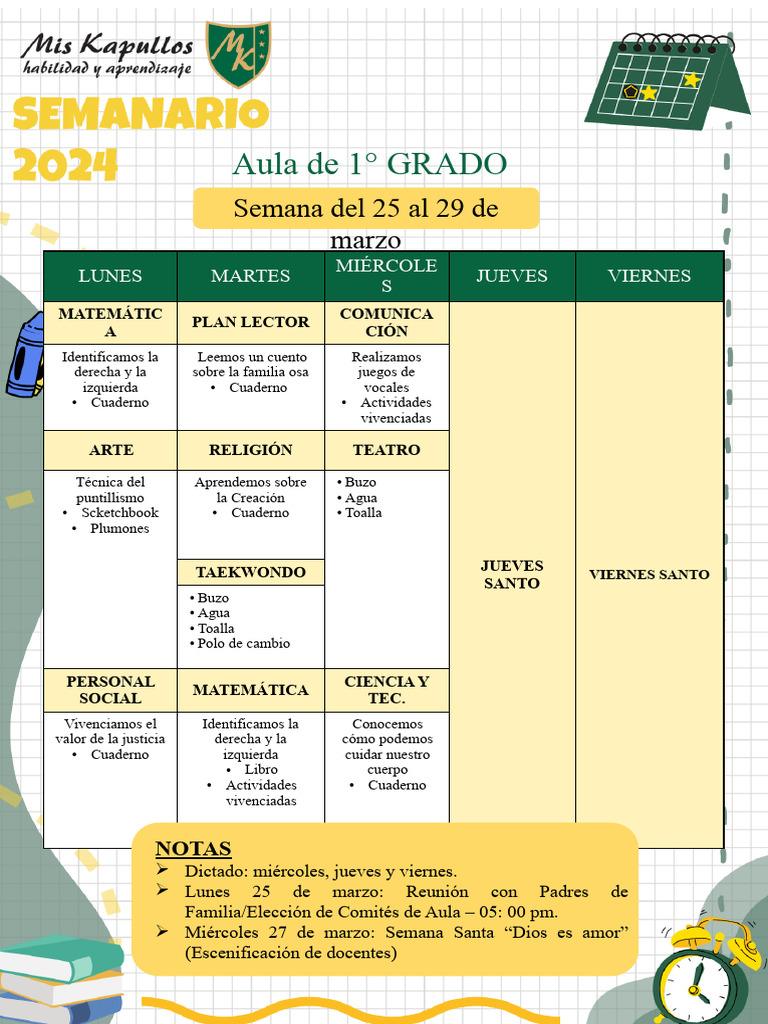Actividades Educativas Semana del 25 al 29 de Marzo | PDF