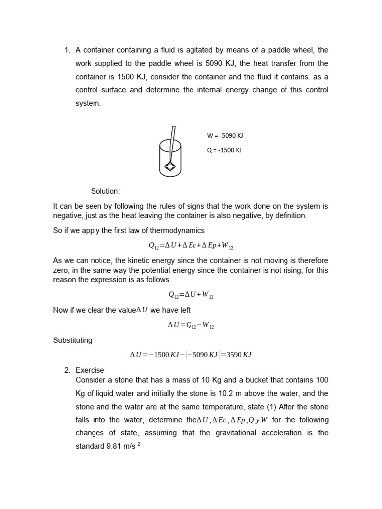 Solved Exercises of The First Law of Thermodynamics | PDF | Heat ...