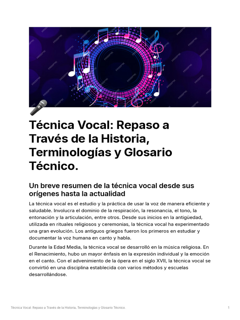 Técnica Vocal Repaso A Través de La Historia by Aram Ragona | PDF ...