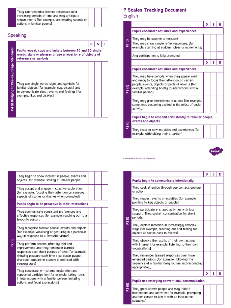 P Scales Tracking English Pocket Book PDF