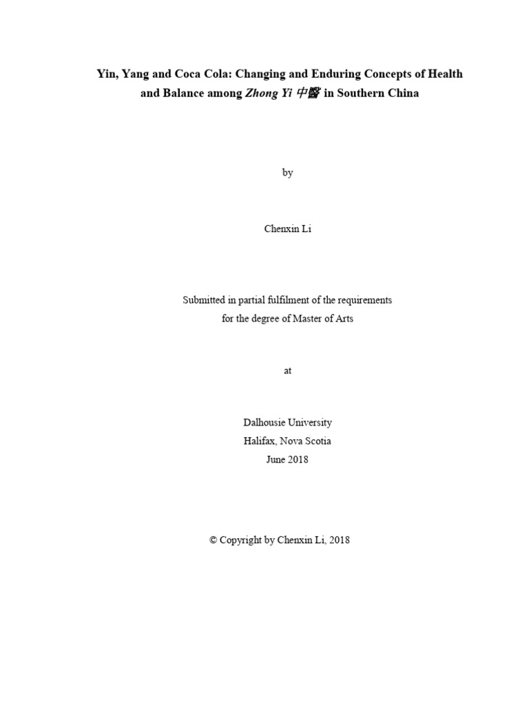 Yin Yang And Coca Cola Changing And Enduring Concepts Of Health And 