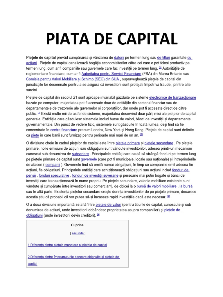 Piata de Capital PDF