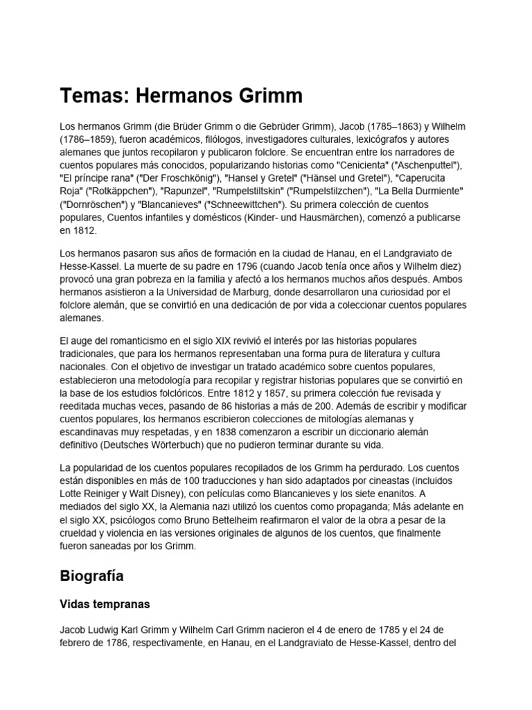 Los Hermanos Grimm | PDF | Hermanos Grimm