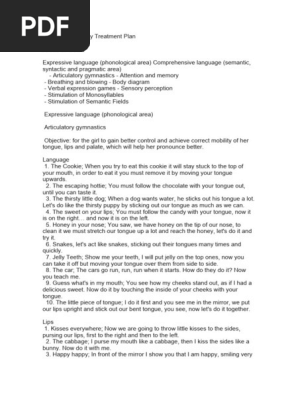 Speech Therapy Treatment Plan