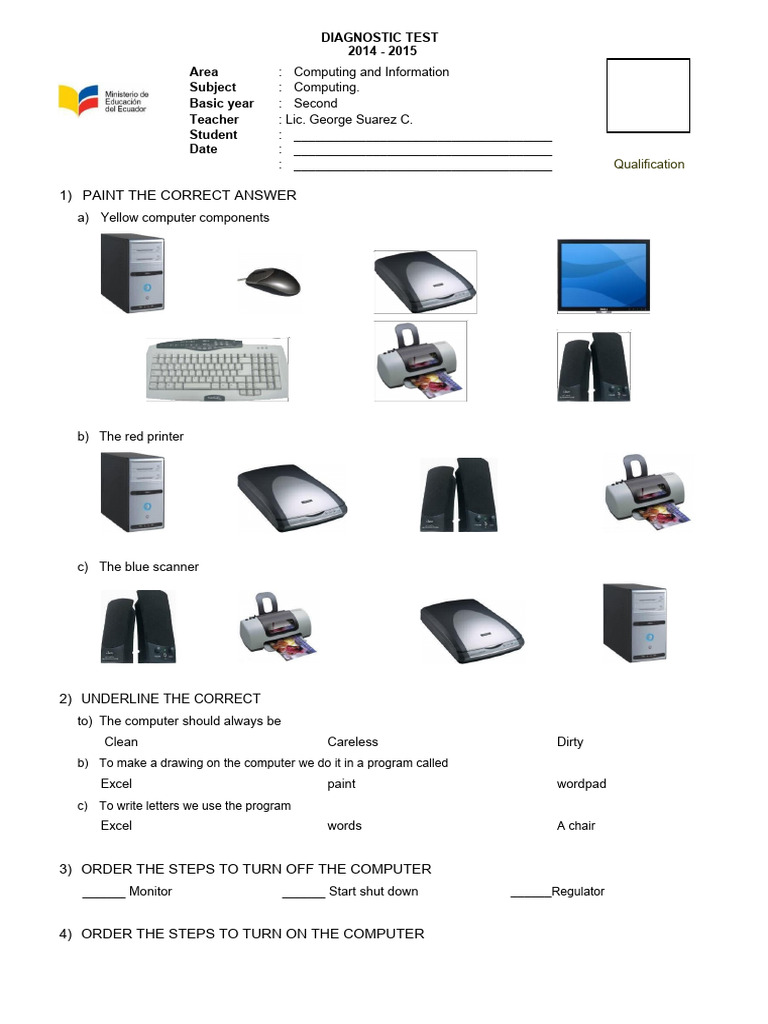 Computer Diagnostic Test Pdf Computer Hardware Operating System