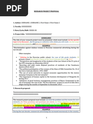 Research Project Proposal Model Example