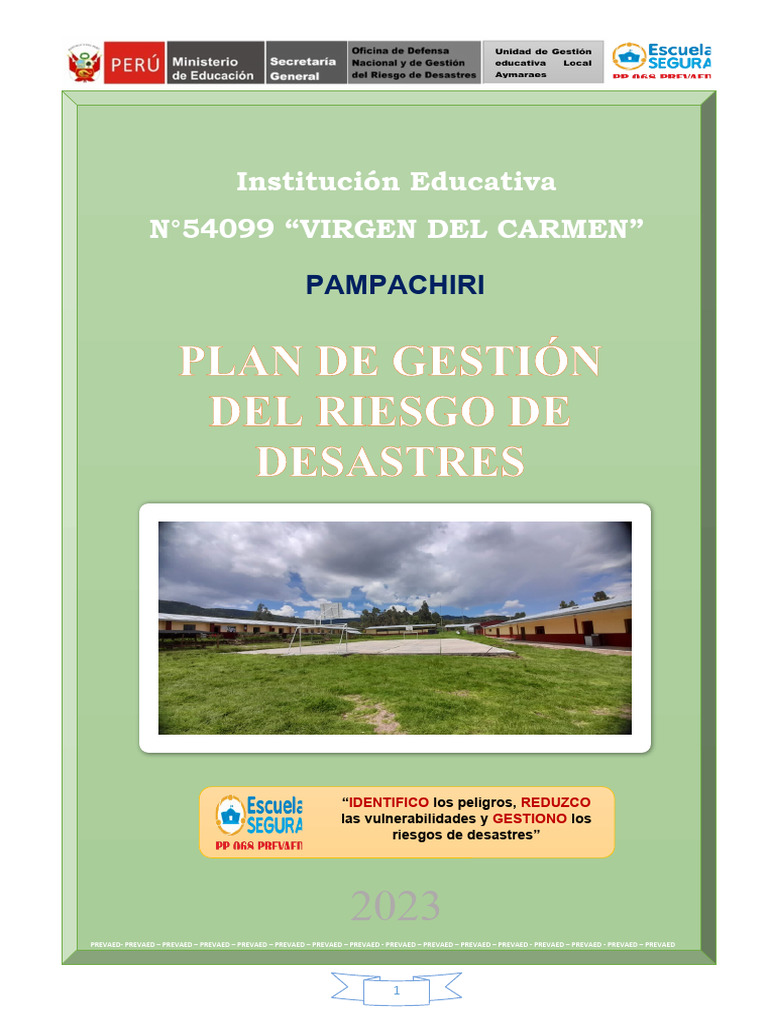 Plan de Gestión de Riesgos de Desastres 2023 | PDF | Radiación | Riesgo