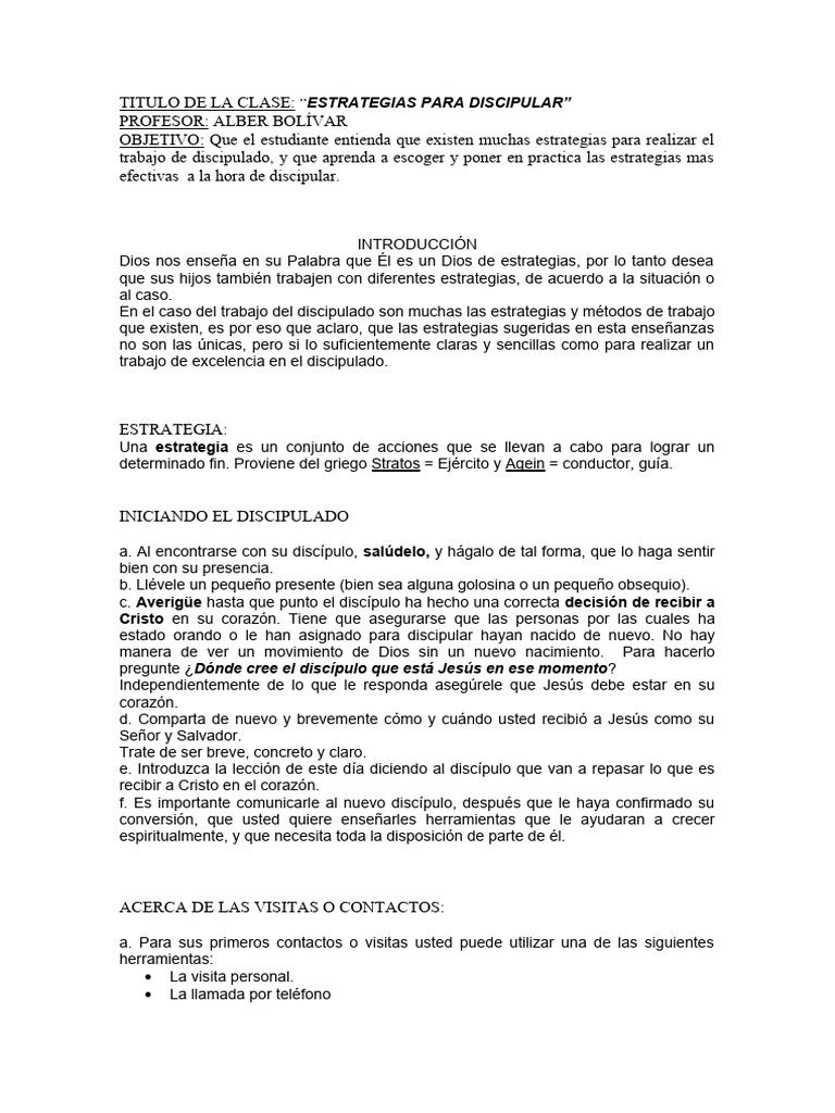CLASE #4. ESTRATEGIAS PARA DISCIPULAR | PDF | Jesús | Pablo el apóstol