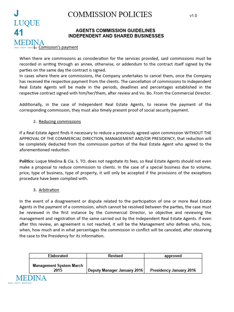 Commission Policies for Real Estate Agents | PDF | Estate Agent | Lease