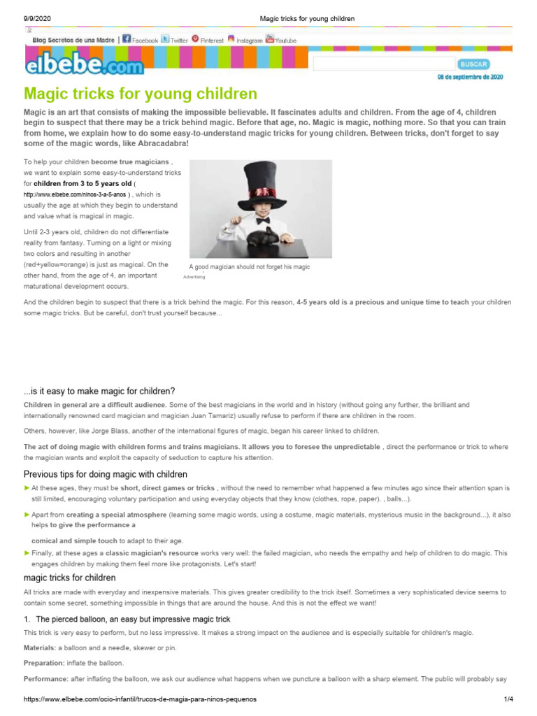 Magic Tricks For Young Children | PDF | Magic (Illusion) | Creativity