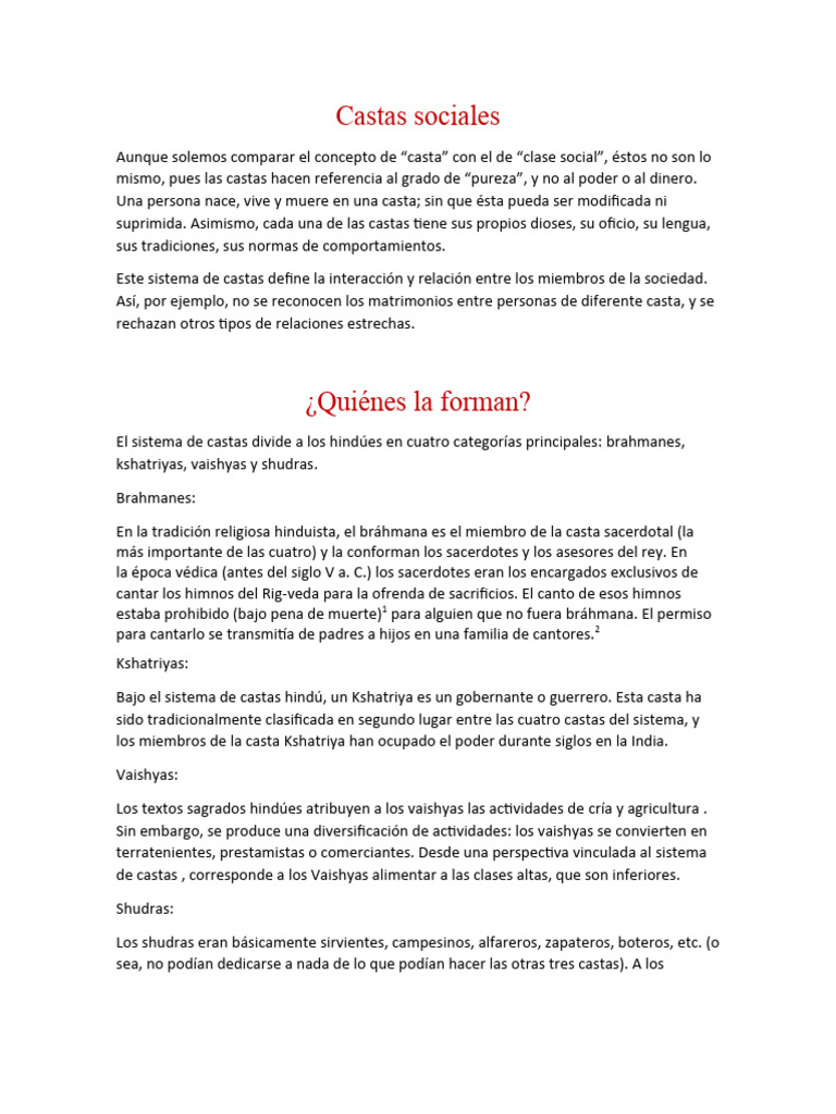 Estructura y Función de las Castas Sociales | PDF | Religión y ...
