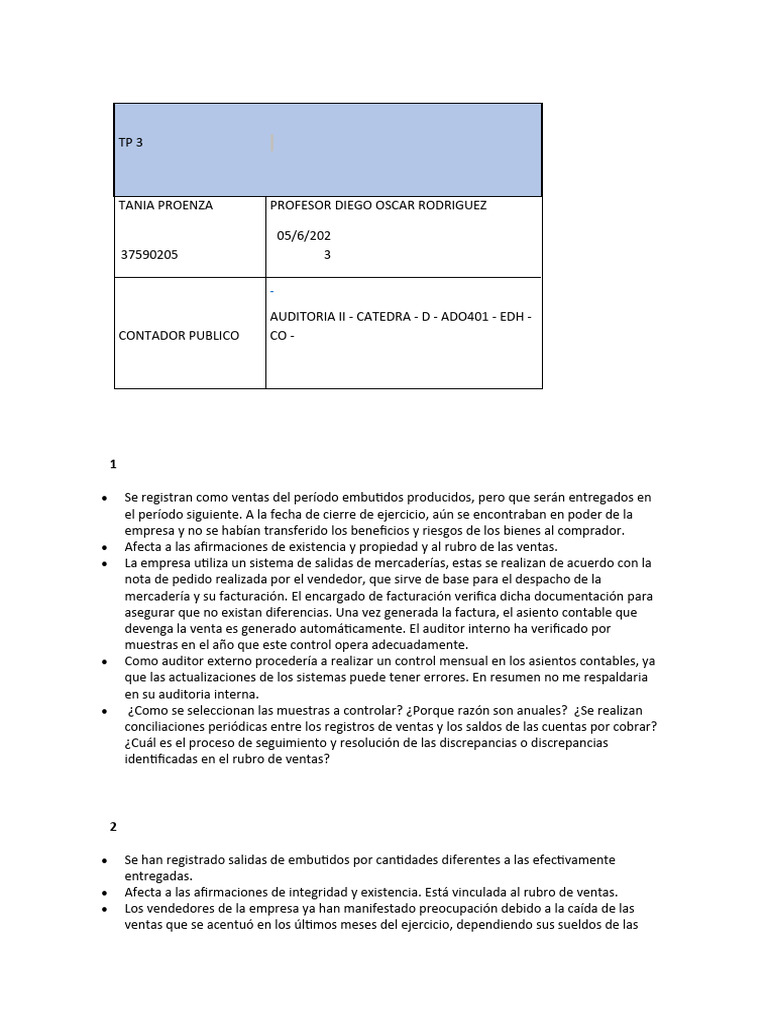 Auditoría de Ventas y Cobranzas en Empresa | PDF | Auditoría | Contralor
