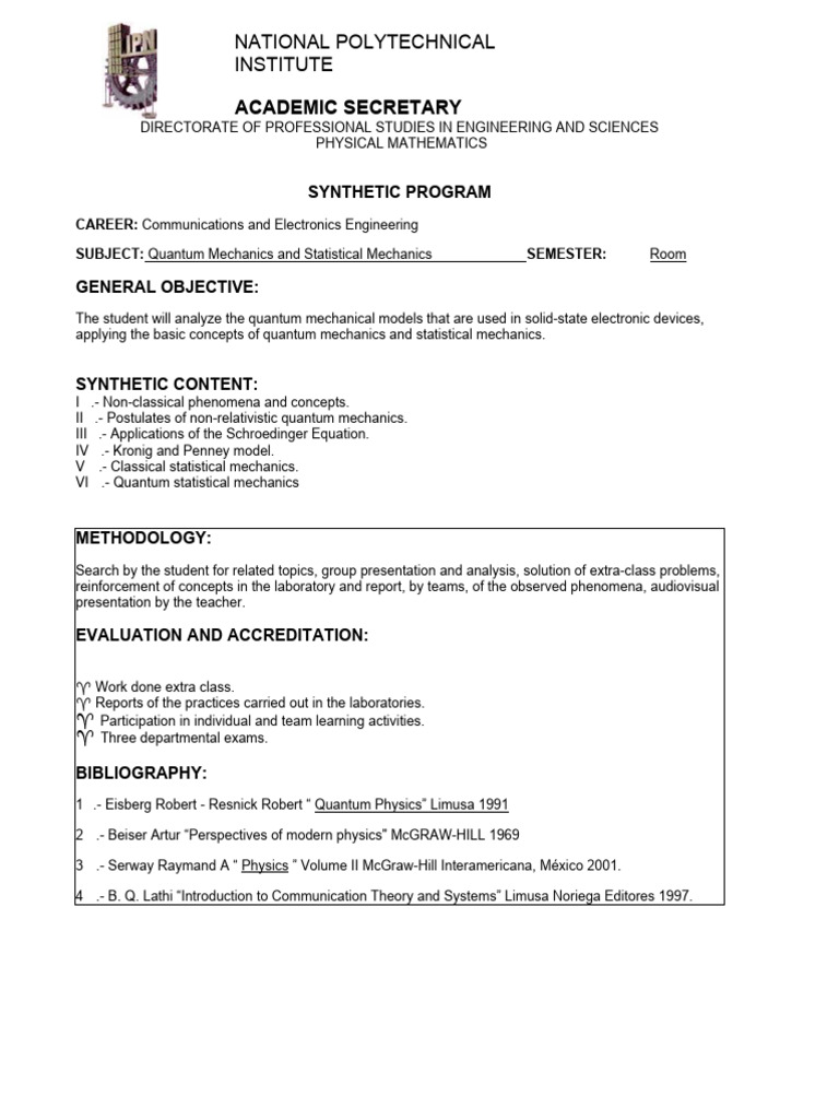Quantum Mechanics in Electronics Engineering | PDF | Quantum Mechanics ...
