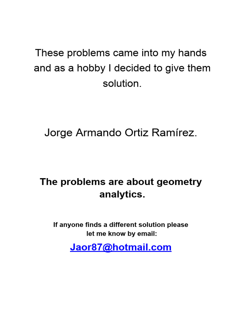Solutions to Analytical Geometry Problems | PDF | Tangent | Trajectory