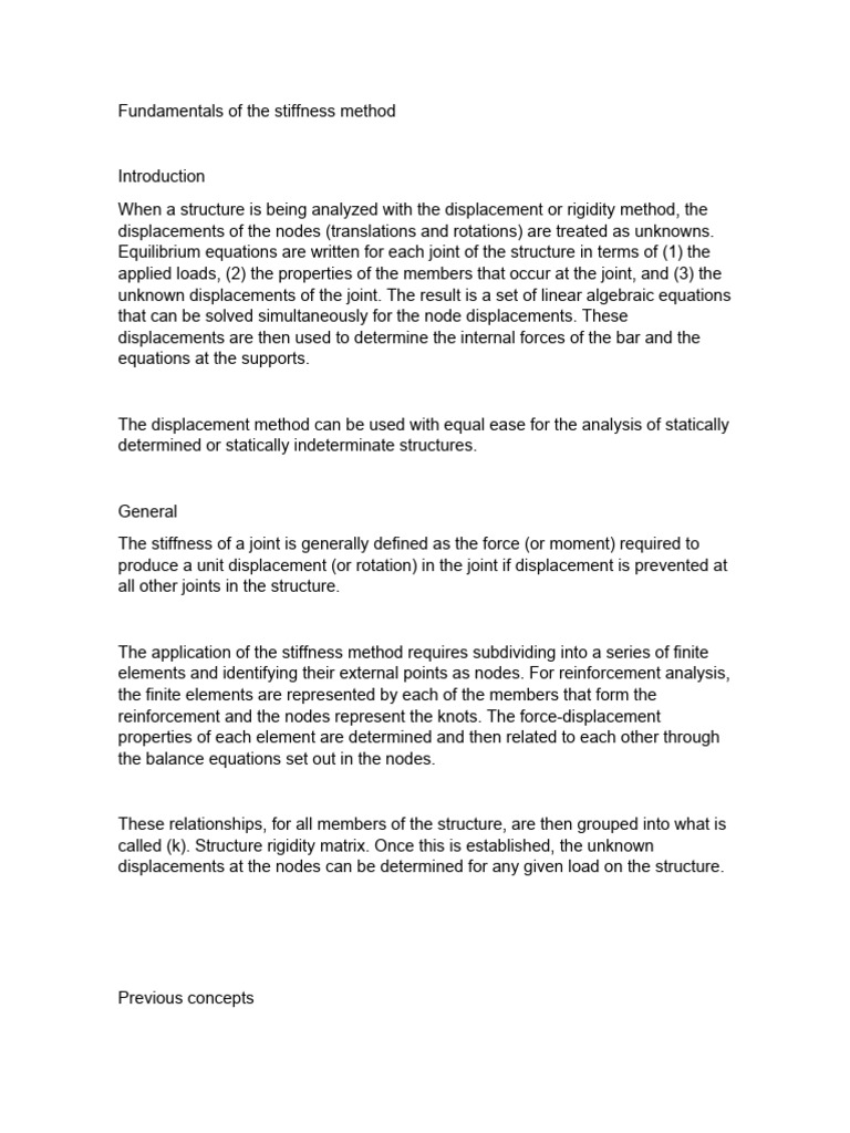 Stiffness Method in Structural Analysis | PDF | Equations ...
