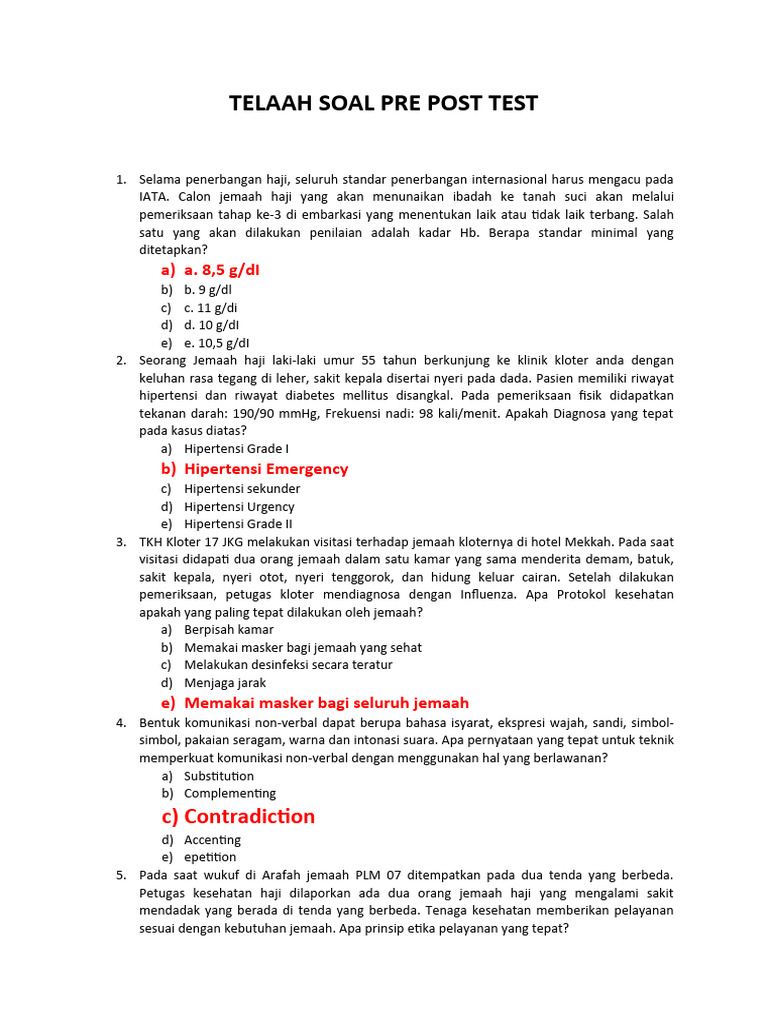 Telaah Soal Pre Post Test New | PDF | Sains & Matematika