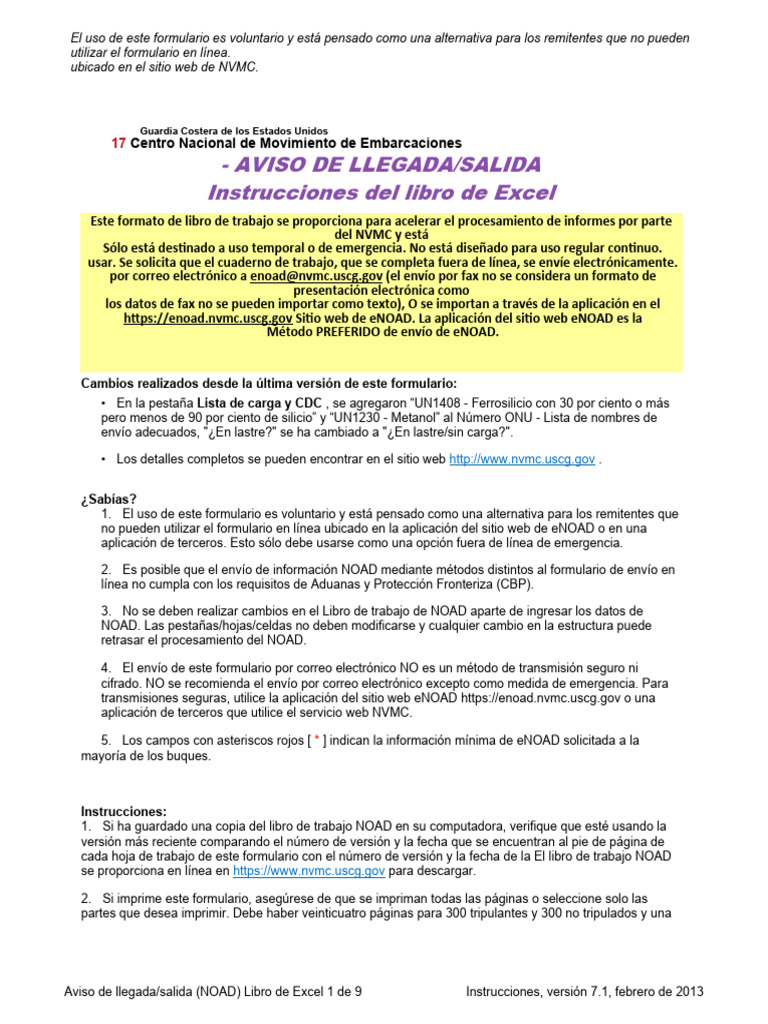 Libro de Trabajo Oficial de NVMC NOAD - Versión 7.7.2 | PDF ...