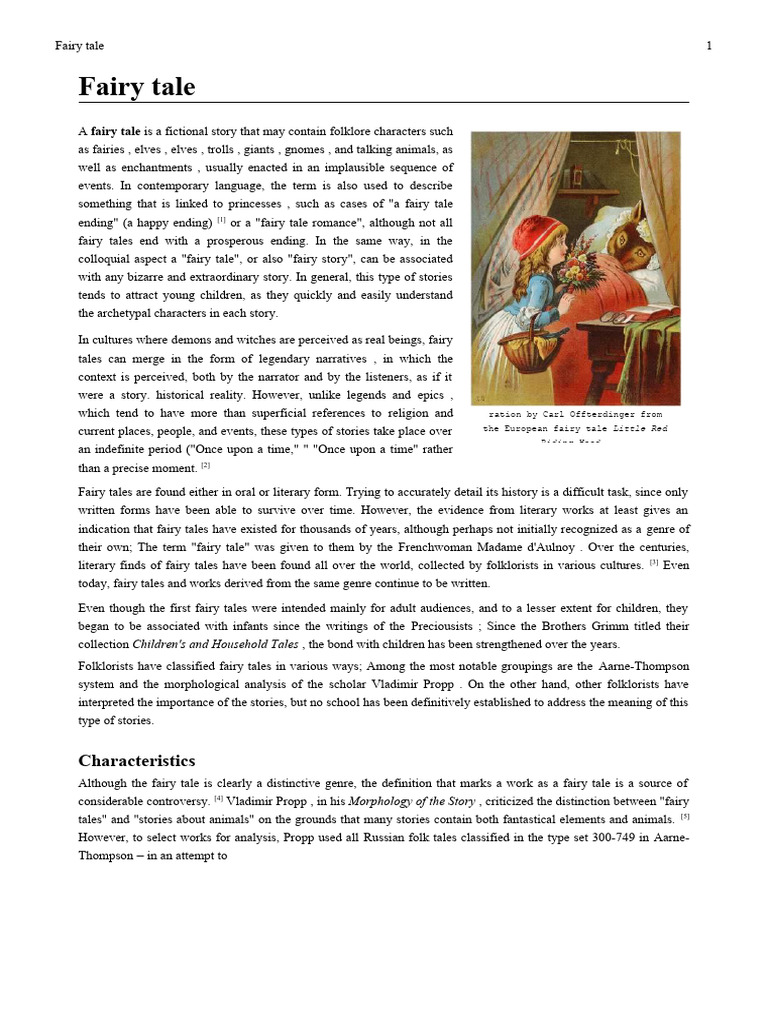 Fairy Tale Pdf Fairy Tales Cinderella