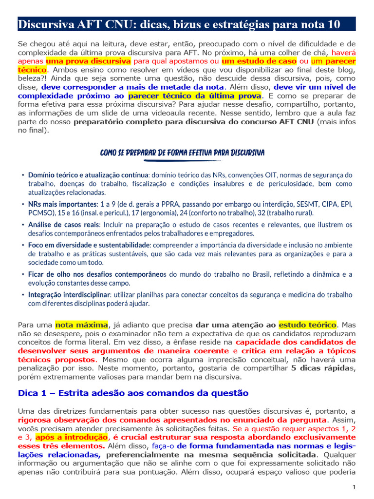 Científica Concusos - Discursiva AFT CNU - Dicas, Bizus e Estratégias ...