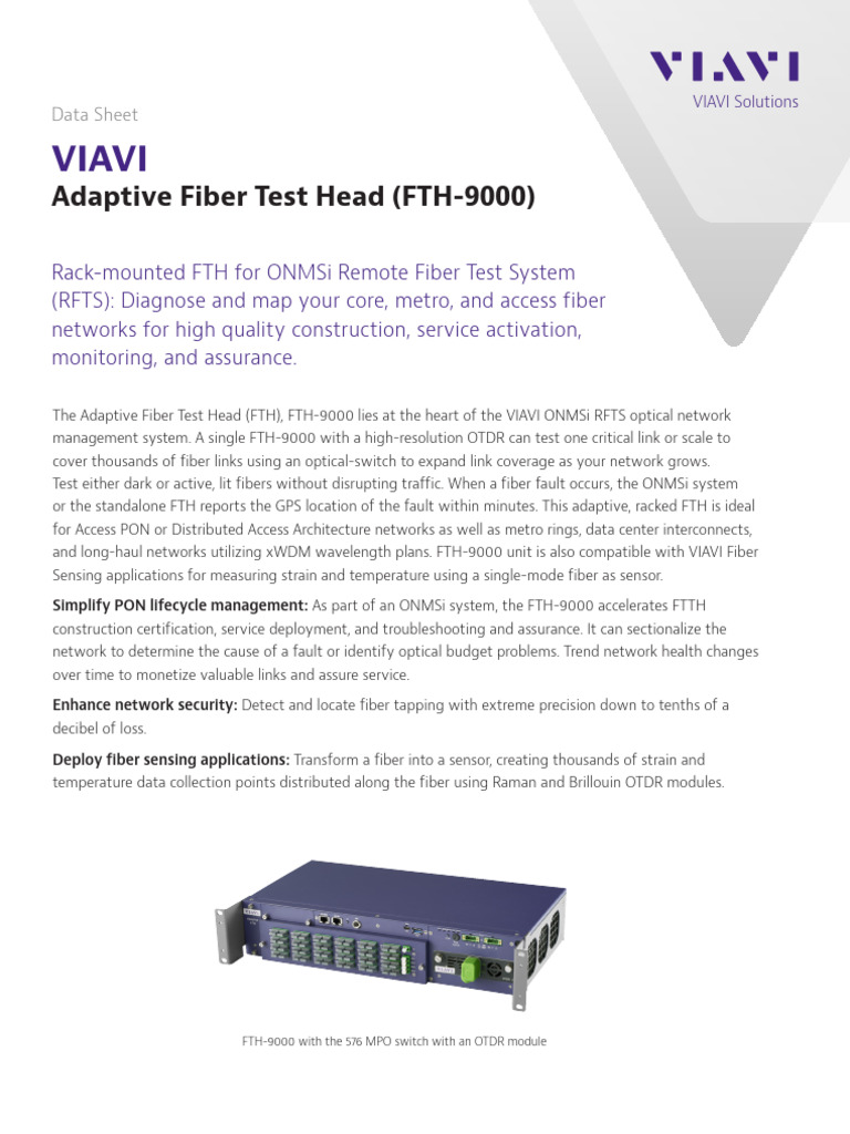FTH-9000 Adaptive Fiber Test Head | PDF | Optical Fiber | Wavelength ...
