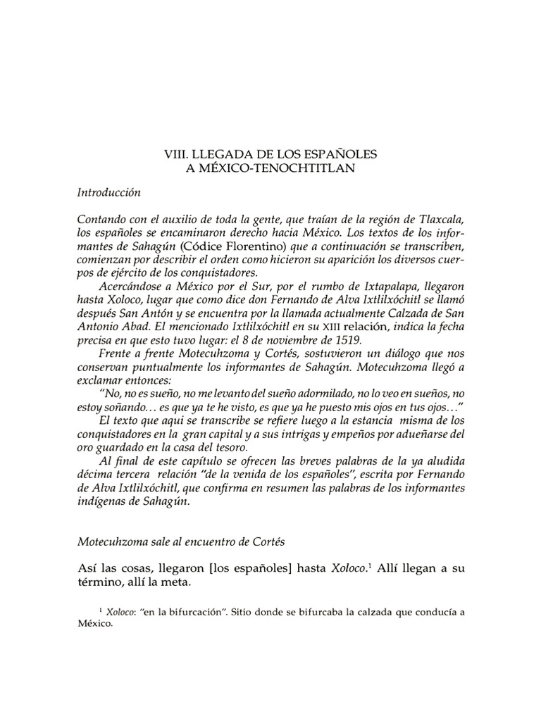 Llegada de Los Españoles A México-Tenochtitlan | PDF | Mesoamérica | azteca