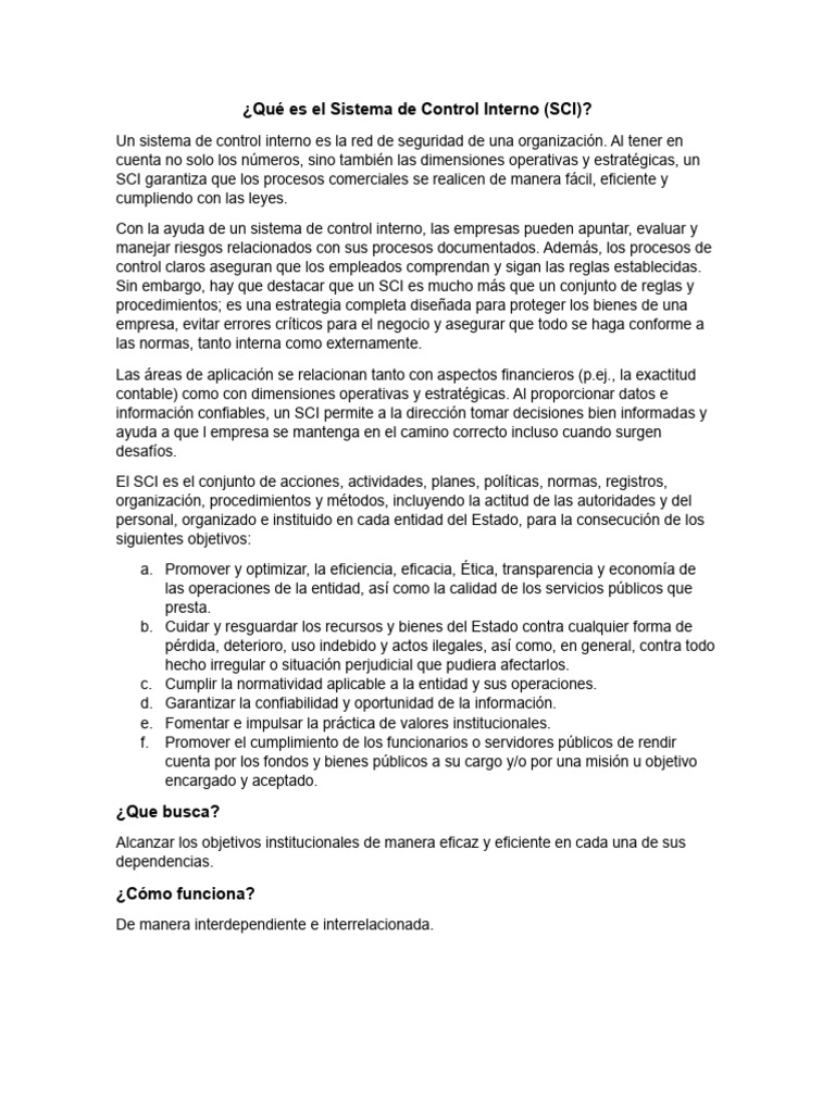 Sistema de Control Interno | PDF | Contabilidad | Business