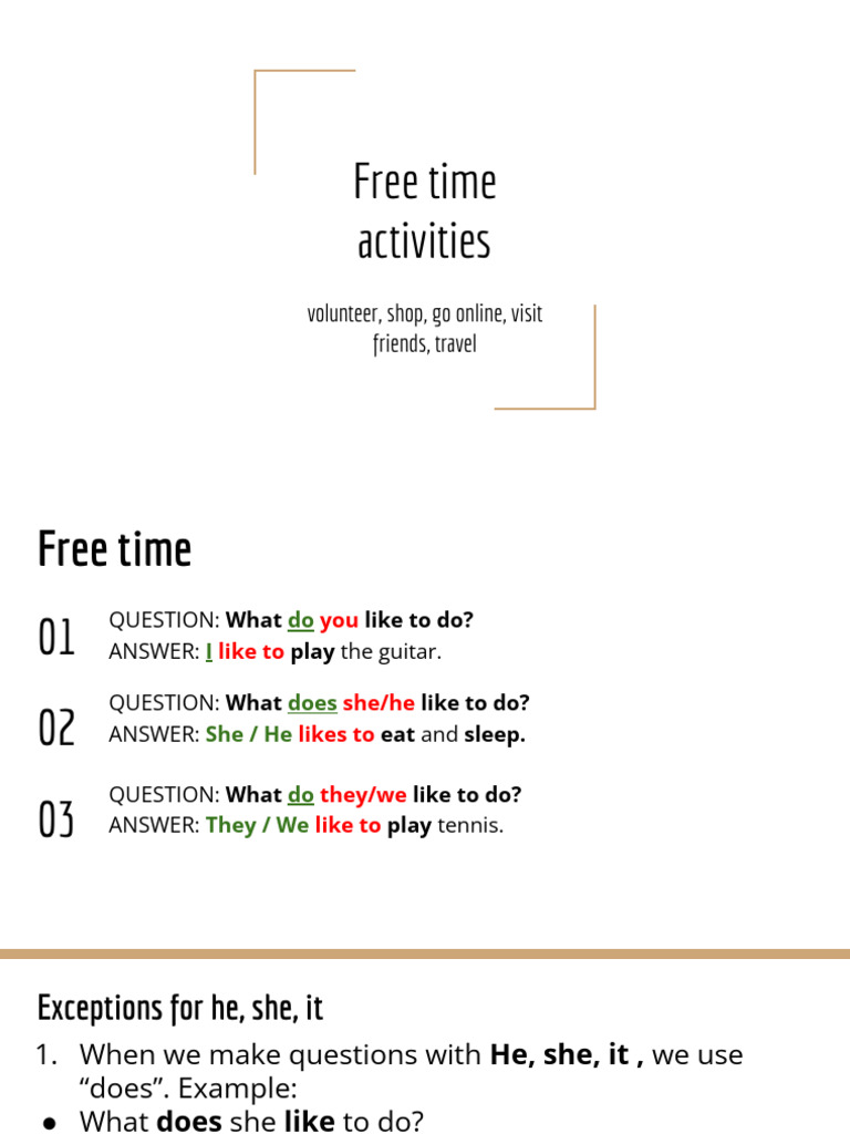 Free Time Activities and Preferences | PDF | Self-Improvement | Lifestyle
