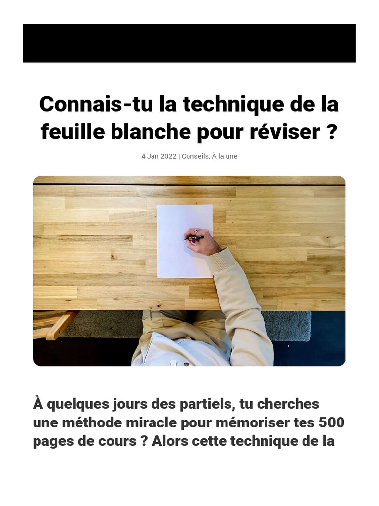 Technique de la feuille blanche pour réviser | PDF