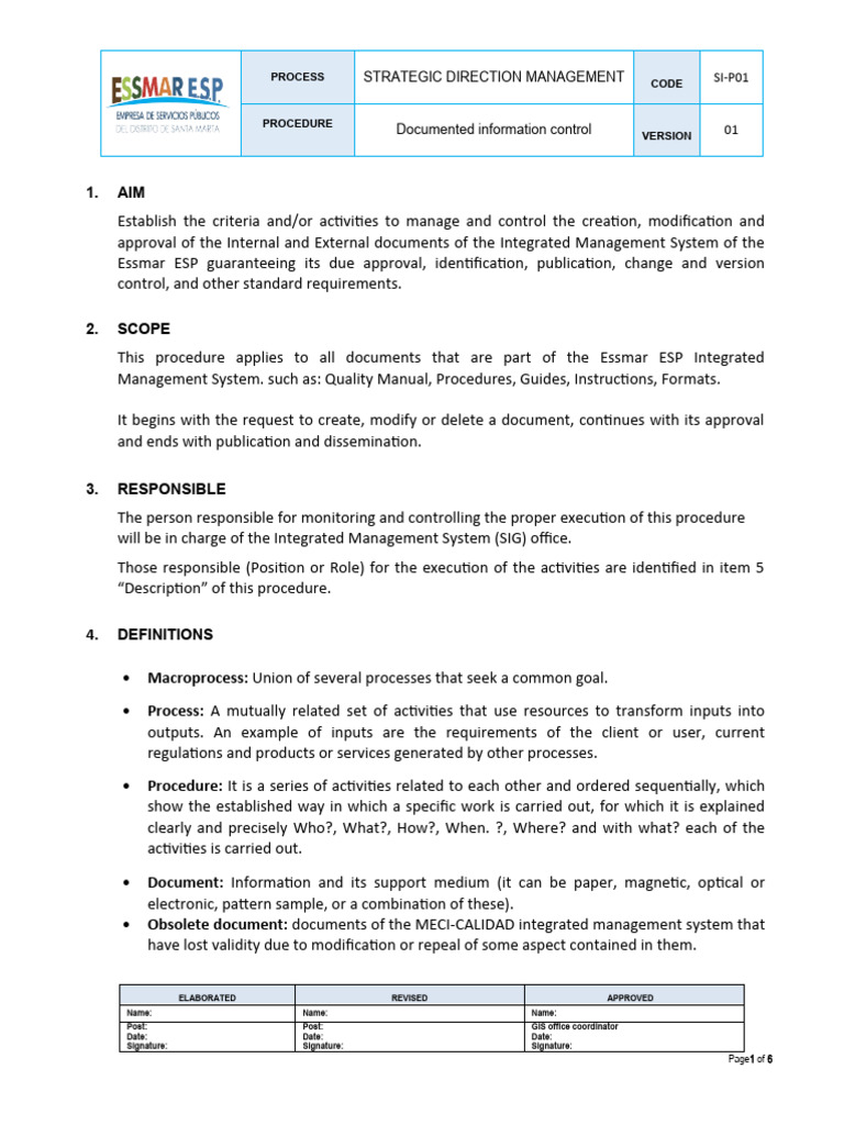 Document Information Control Procedure
