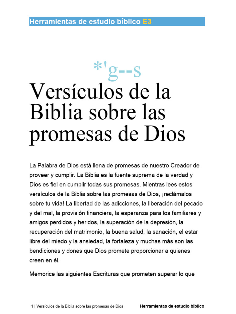 Versículos de la Biblia sobre las promesas de Dios - Original ...