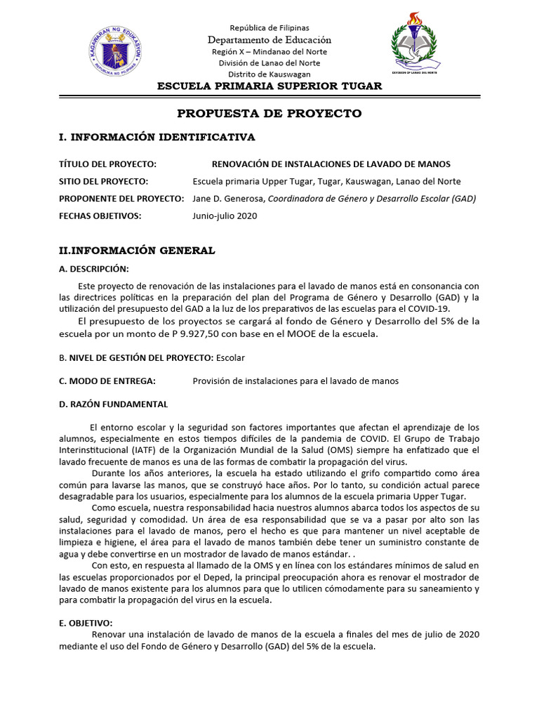 Renovación de Lavado de Manos Escolar | PDF | Educación primaria | Escuelas