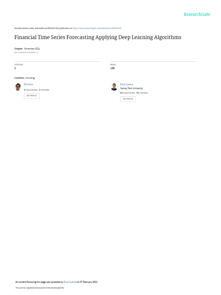Deep Learning for Financial Forecasting | PDF | Forecasting | Time Series