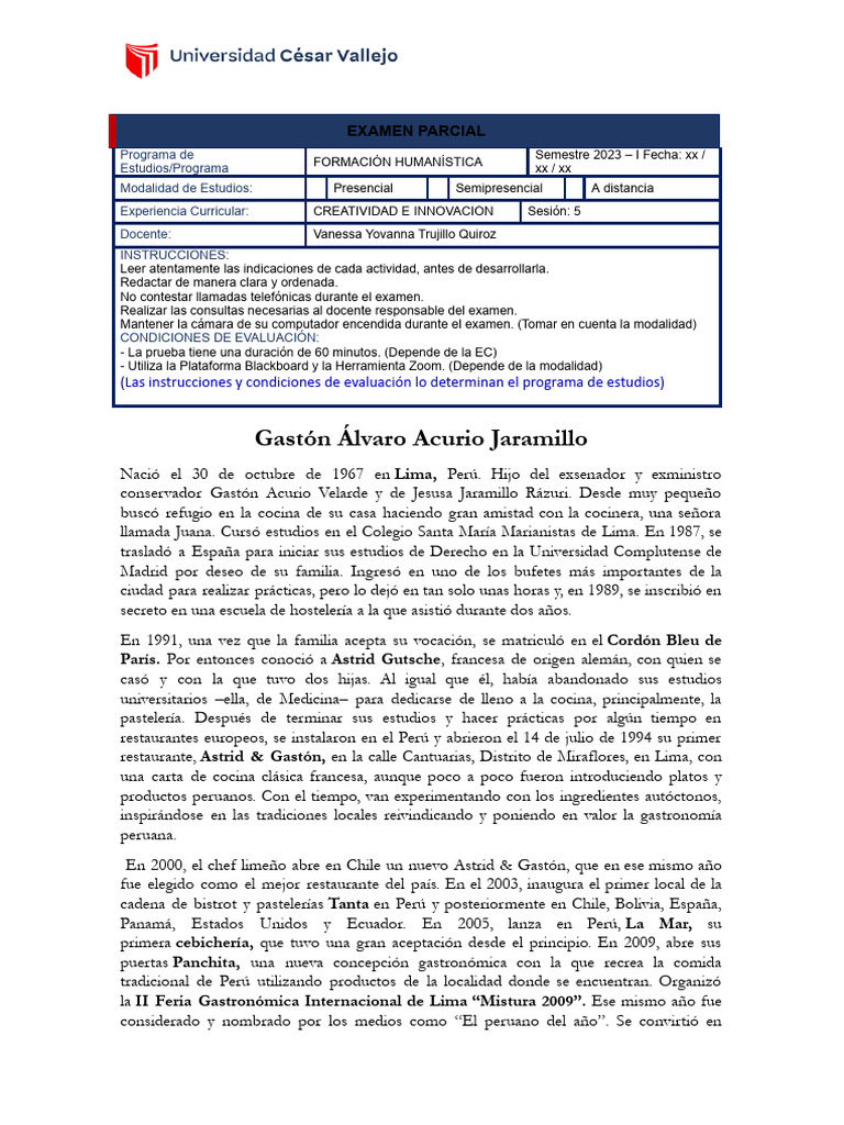 Examen Parcial de Creatividad e Innovación | PDF | Crecimiento personal ...