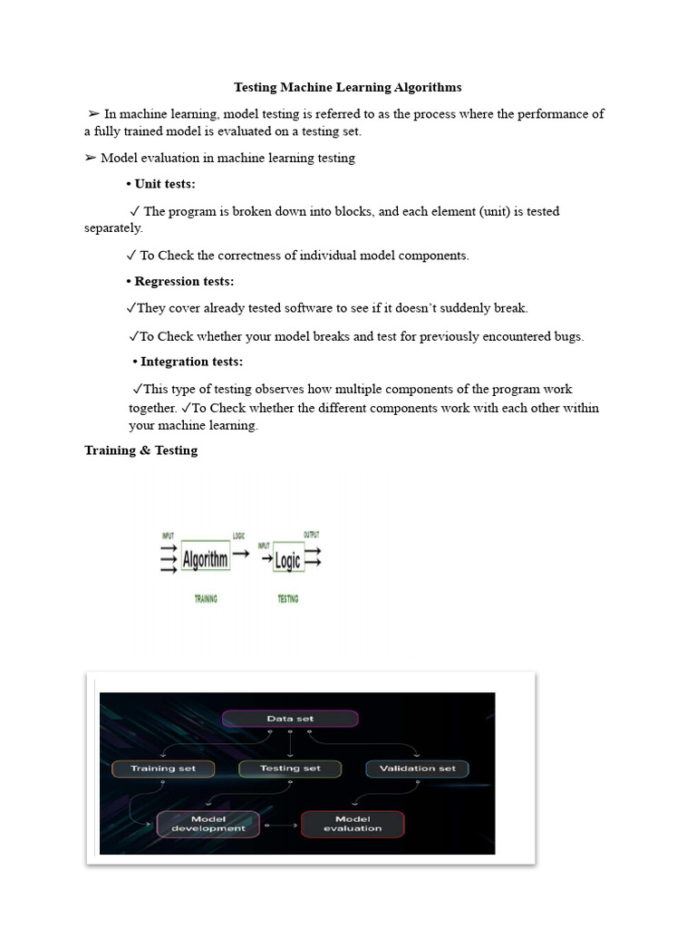 Testing Machine Learning Algorithms | PDF | Machine Learning | Software ...