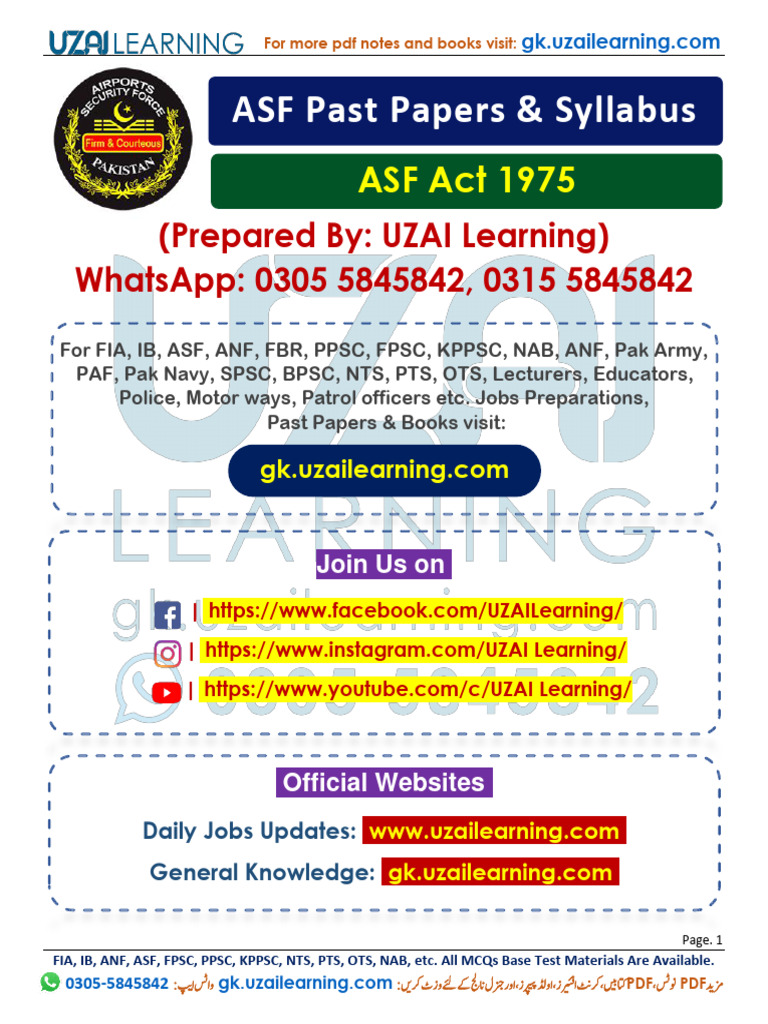 ASF Past Papers and Syllabus Guide | PDF