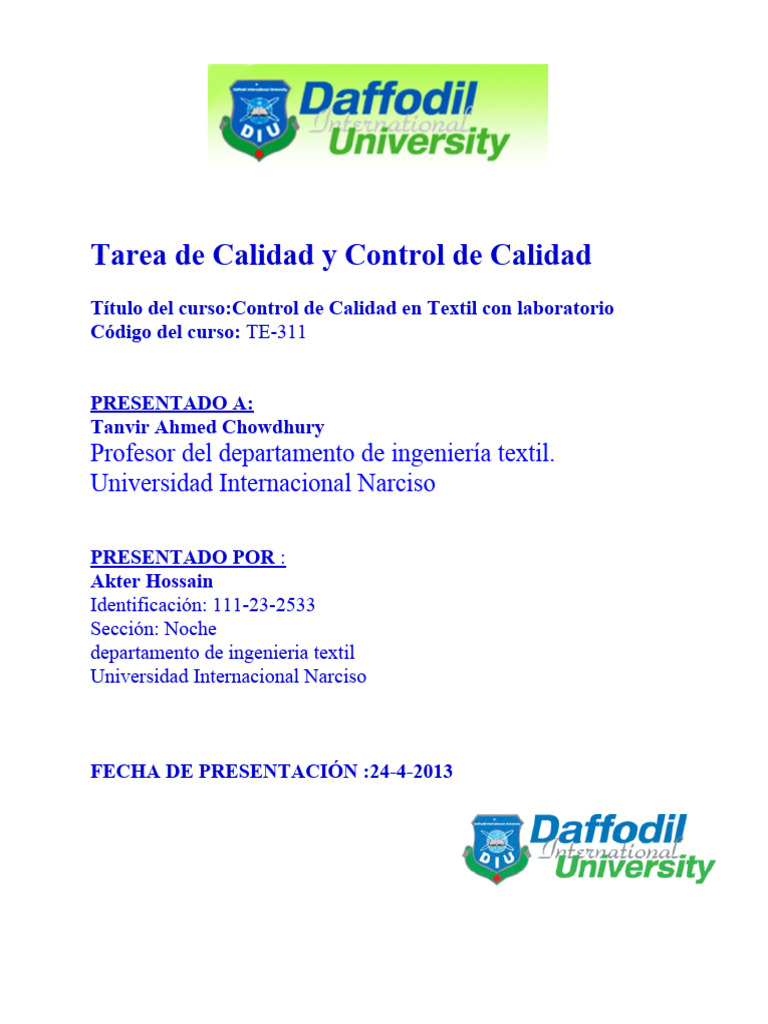 Control de Calidad en la Industria Textil | PDF | Calidad (comercial ...