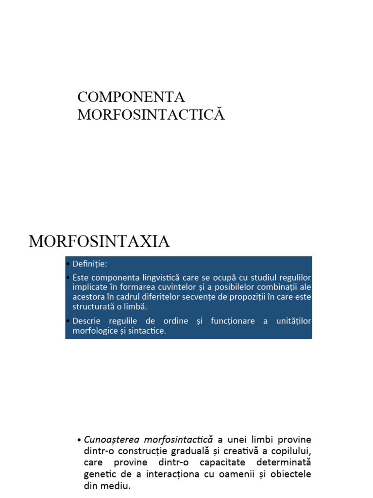 Componenta Morfosintactică | PDF