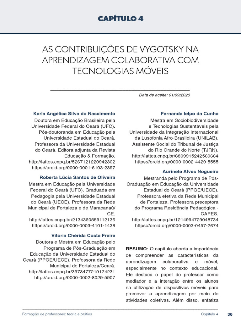 Vygotsky e Aprendizagem Colaborativa Móvel | PDF | Aprendizado | Sociologia