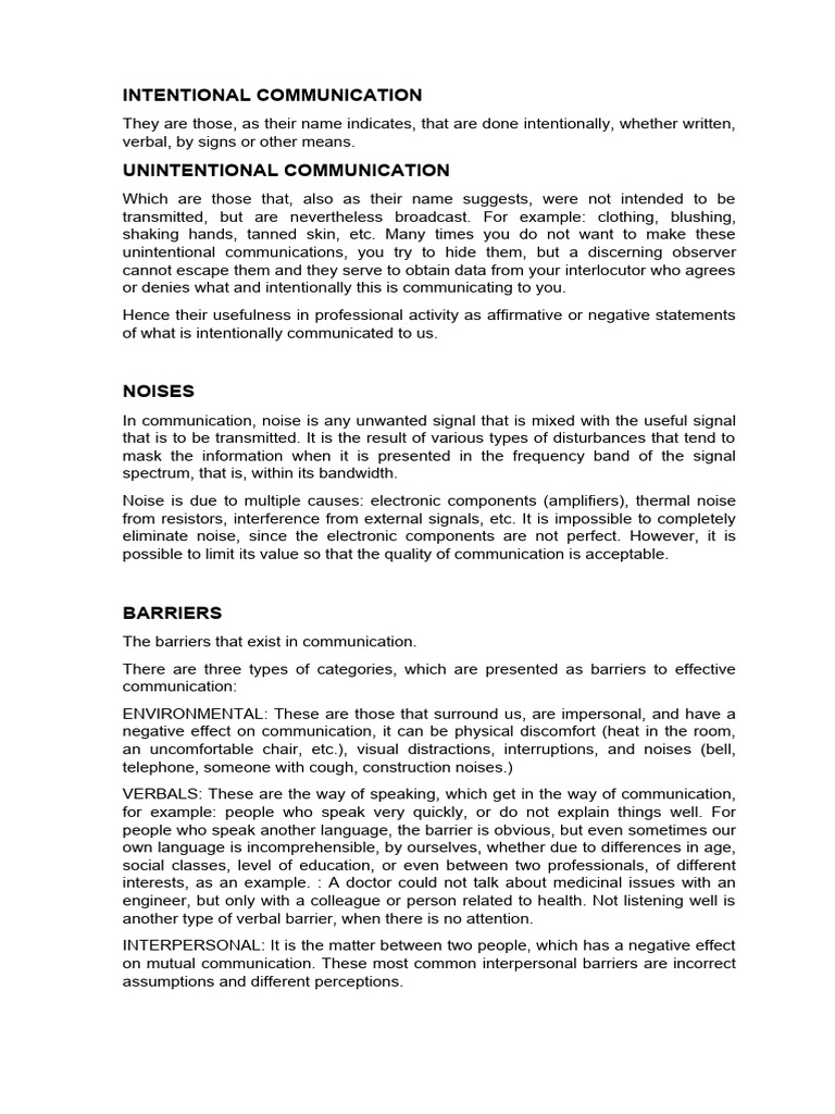 Intentional vs. Unintentional Communication | PDF | Communication ...