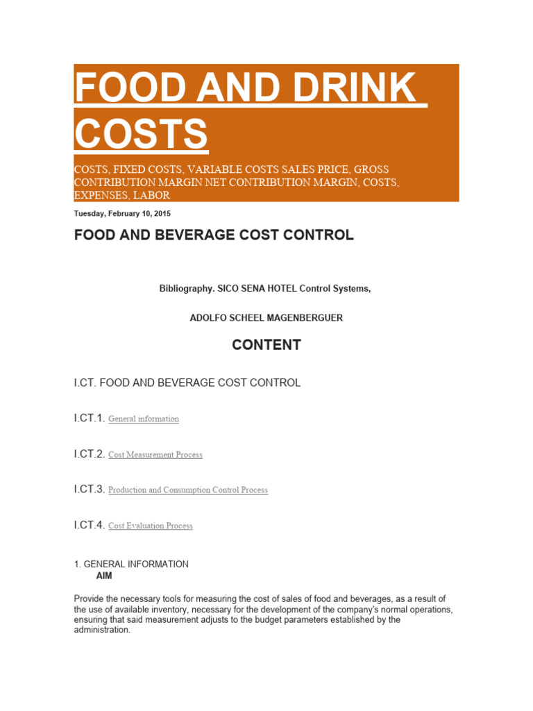 Food and Beverage Cost Control Guide | PDF | Inventory | Debits And Credits