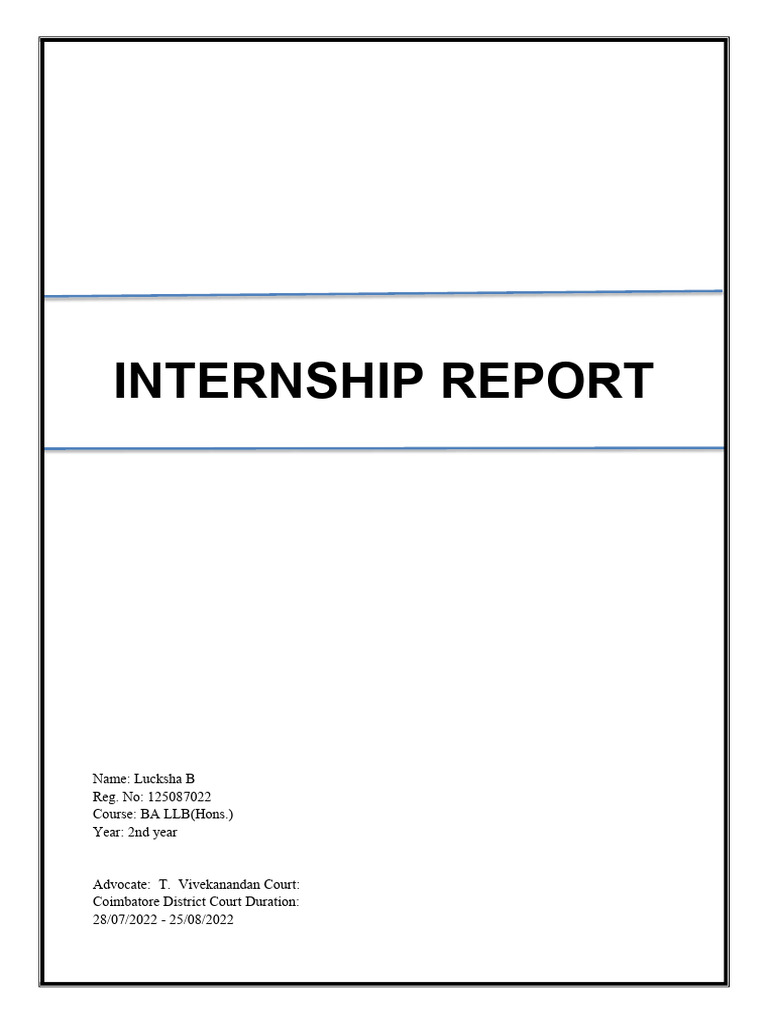 LLB Internship Report at Coimbatore Court | PDF | Lawyer | Advocate