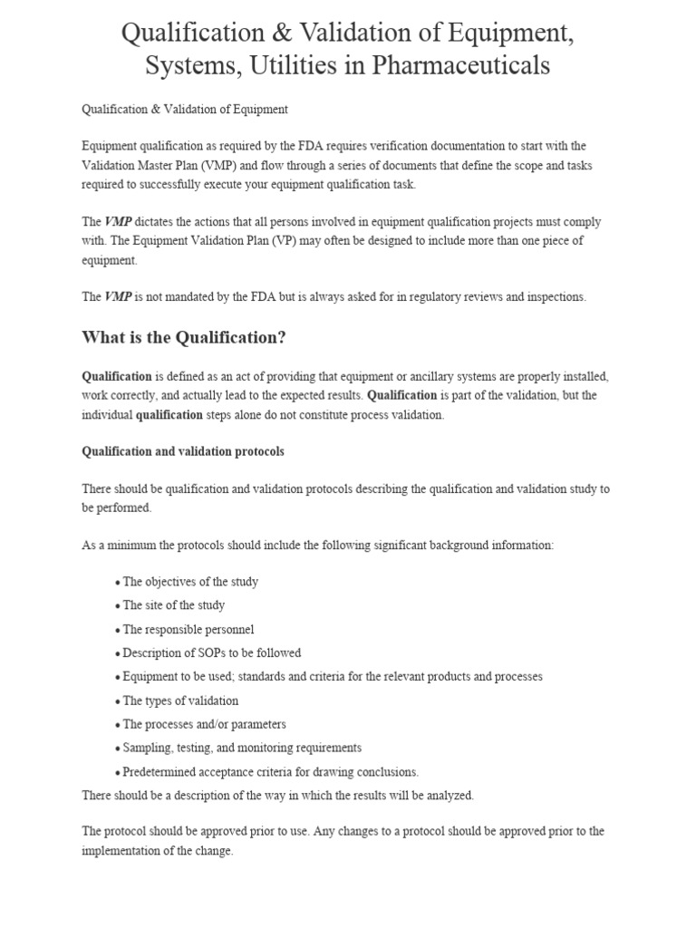 Equipment and Utility Validation in Pharma | PDF | Verification And ...