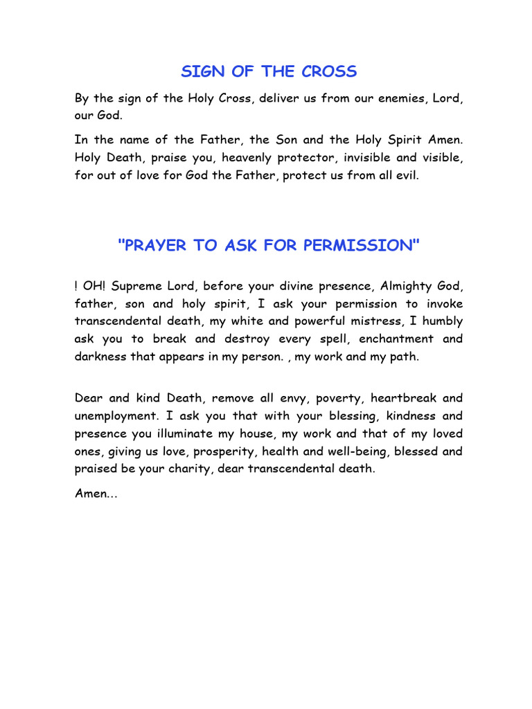 Prayers To Holy Death Pdf Pdf Prayer Lord S Prayer