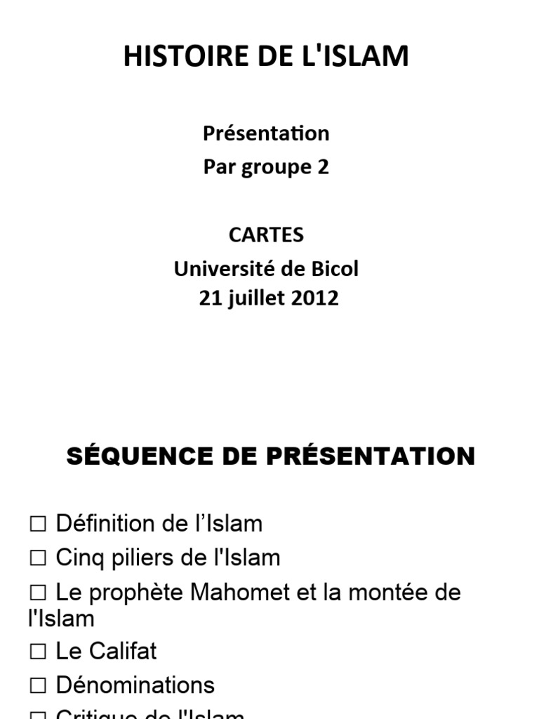 Histoire et principes de l'Islam | PDF | Califat | Mahomet