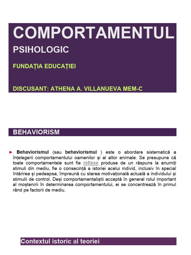 Teoria Behaviorismului | PDF