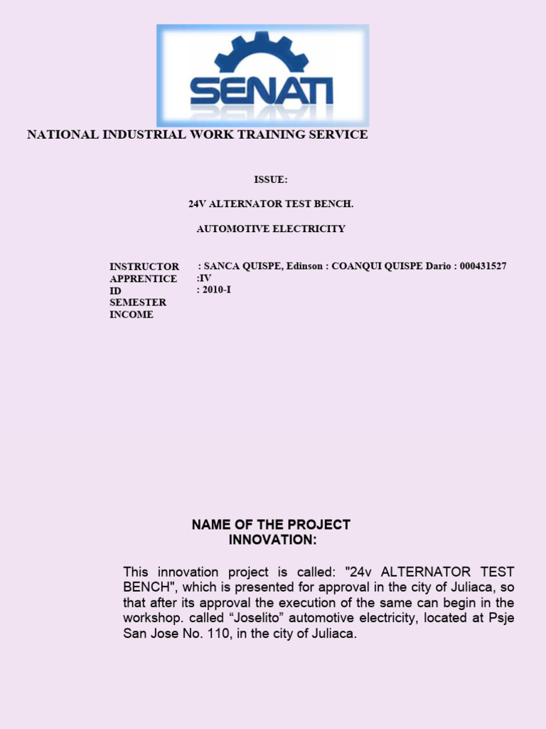 Alternator Test Bench | PDF | Inductor | Electrical Engineering