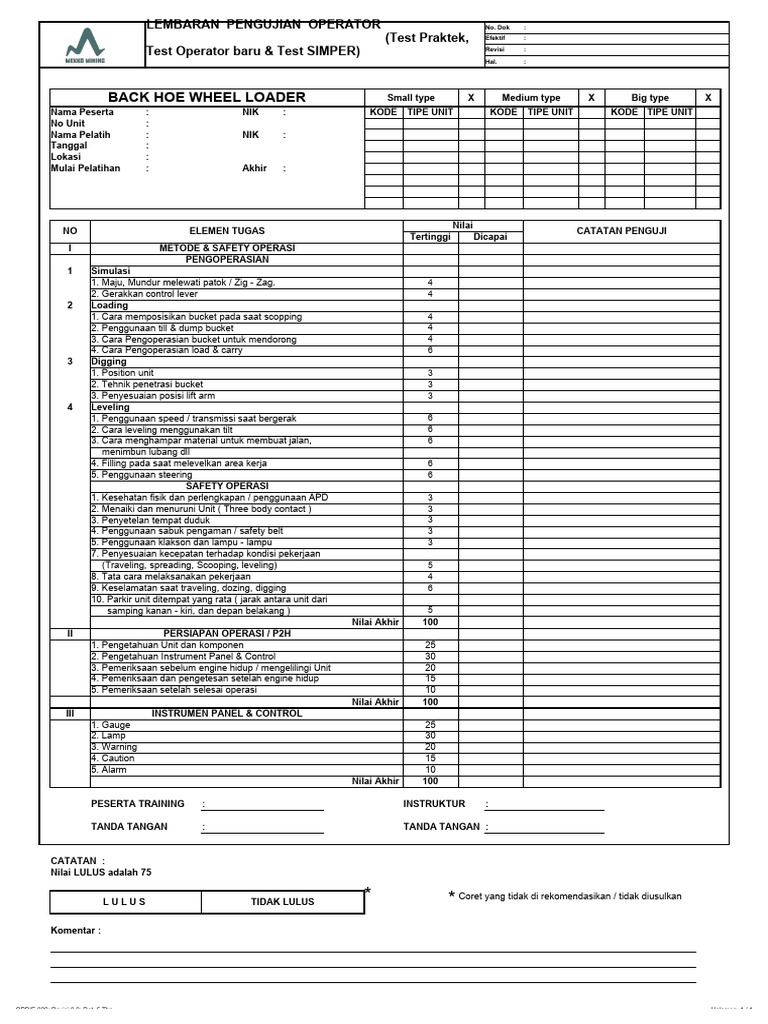 Pelatihan Pengoperasian Backhoe | PDF